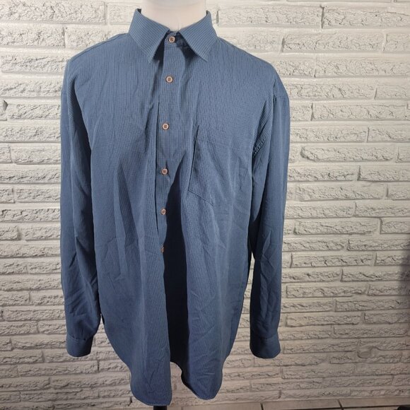 Linea Dome Mens Shirt 2XLT Long Sleeve Blue Pinstripe Lightweight BLU222 - Picture 1 of 8